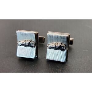 Vintage Pair Detailed Horse Head Cuff Links Set Silver Tone Equestrian Animal